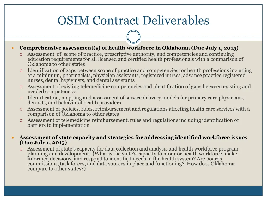 osim contract deliverables