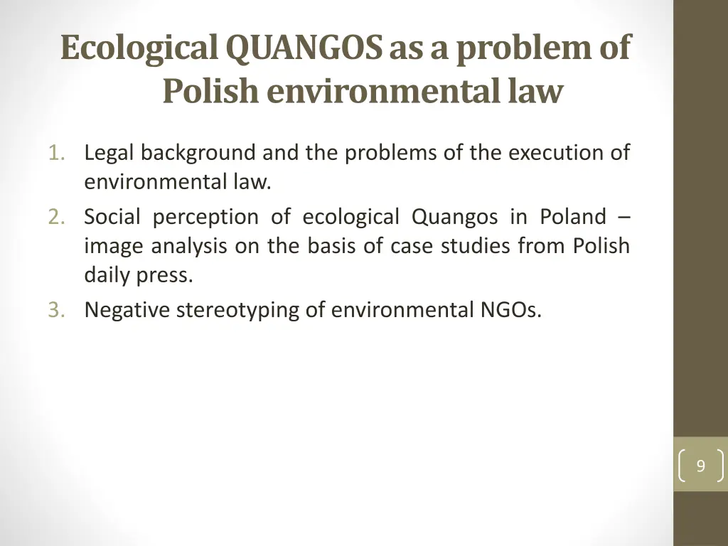 ecological quangos as a problem of polish