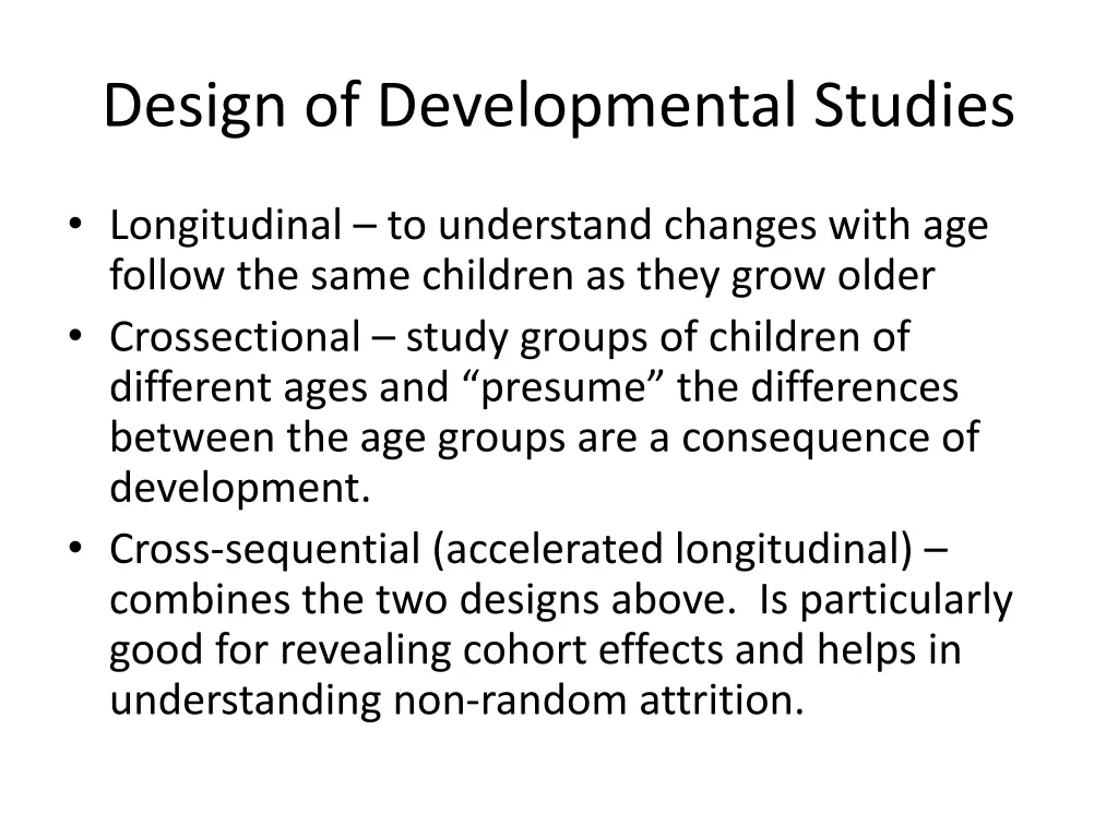 design of developmental studies