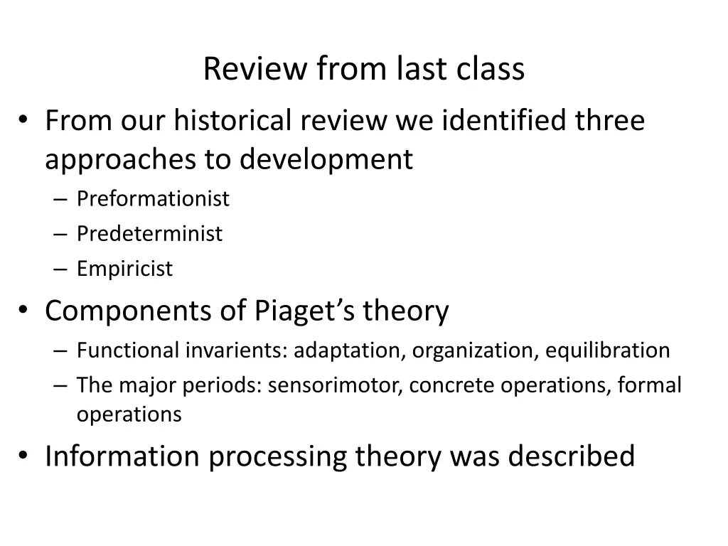 review from last class