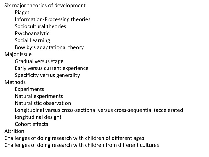 six major theories of development piaget