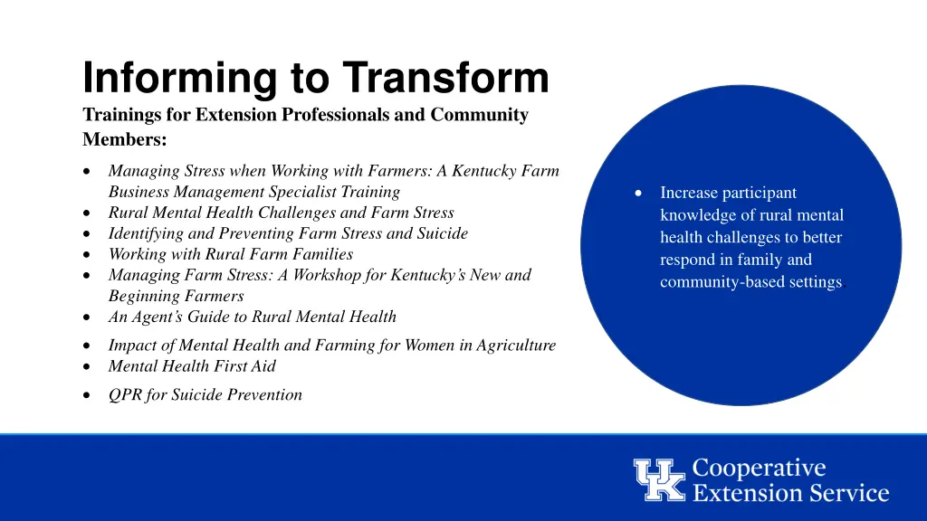 informing to transform trainings for extension