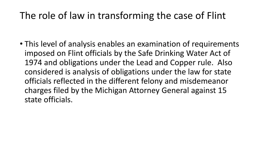 the role of law in transforming the case of flint