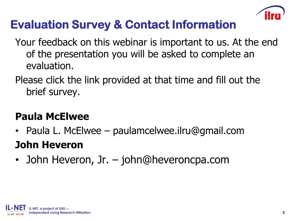 evaluation survey contact information evaluation