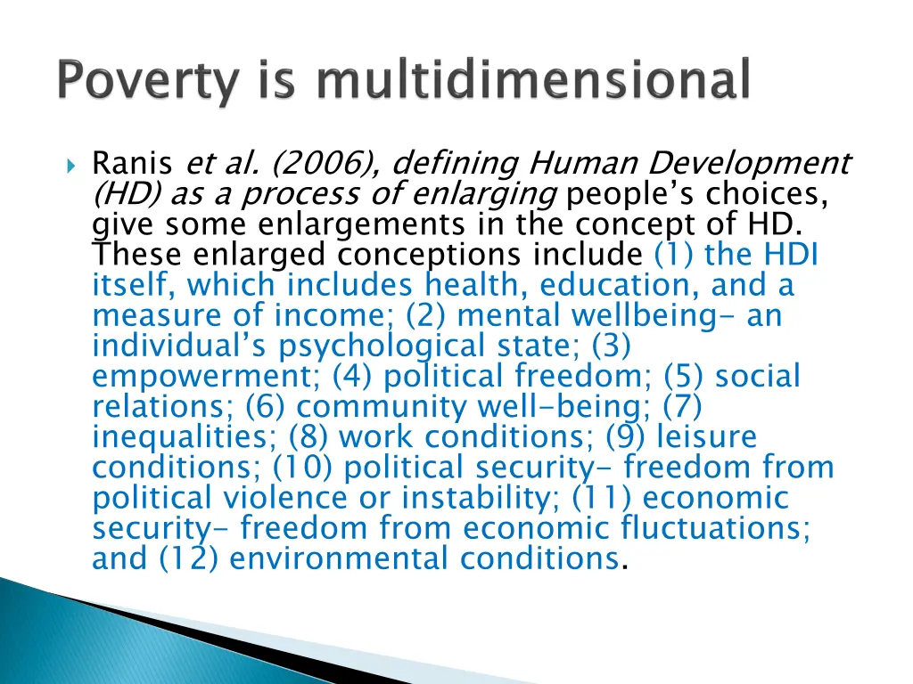 ranis et al 2006 defining human development