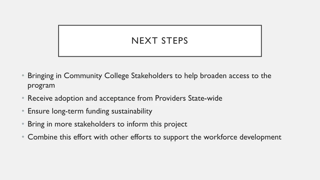 next steps
