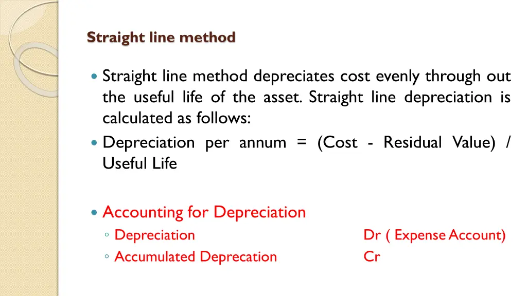 straight line method