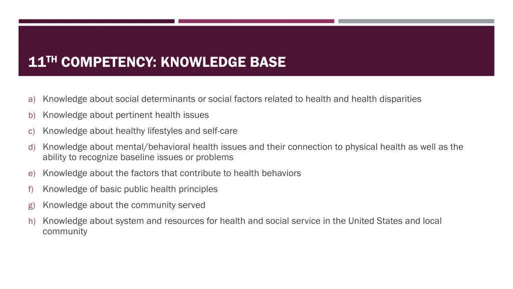 11 th competency knowledge base