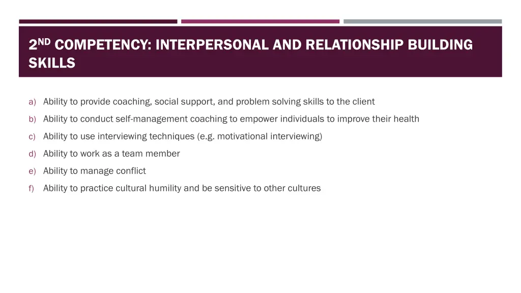 2 nd competency interpersonal and relationship