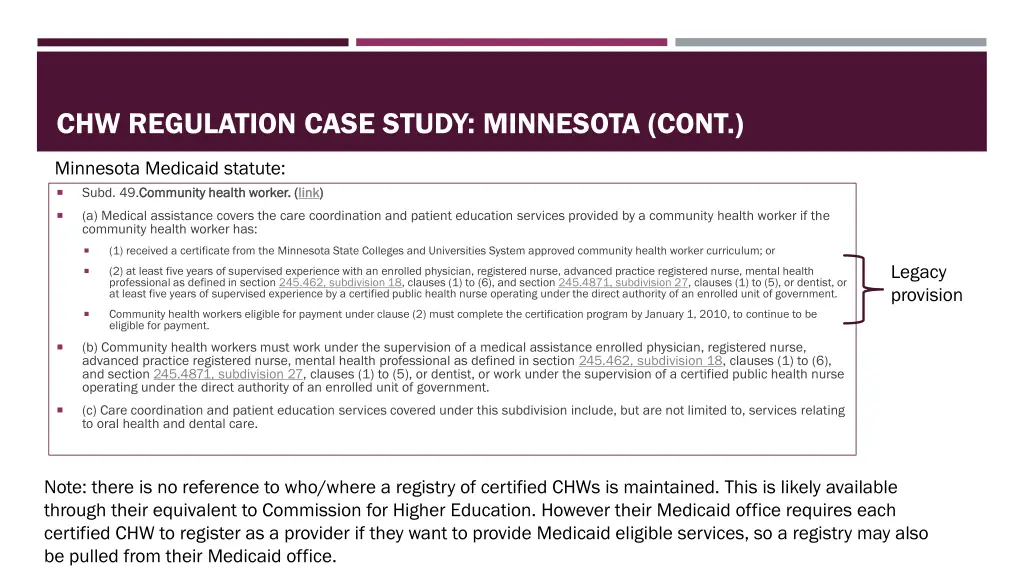 chw regulation case study minnesota cont