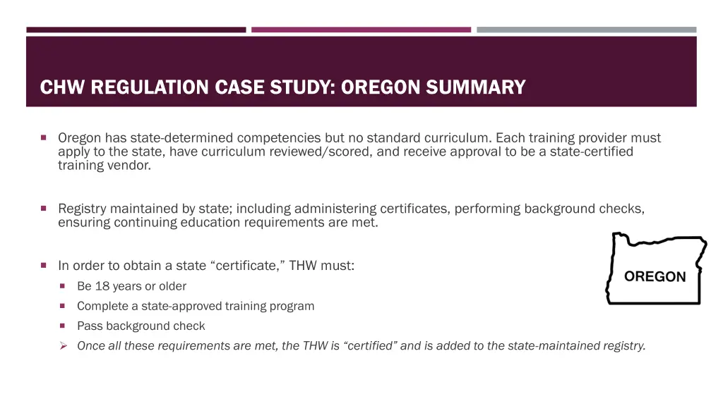 chw regulation case study oregon summary