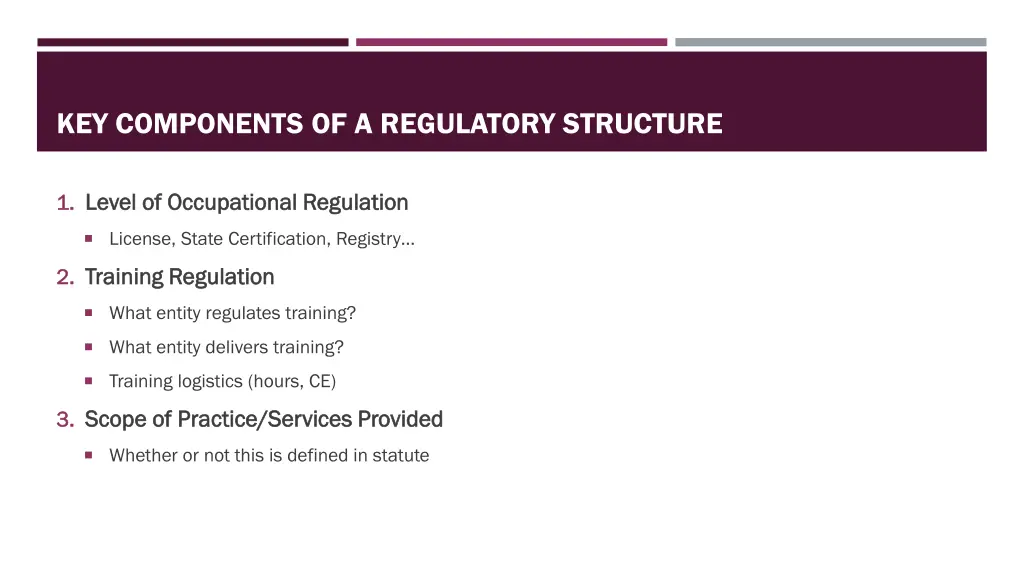 key components of a regulatory structure
