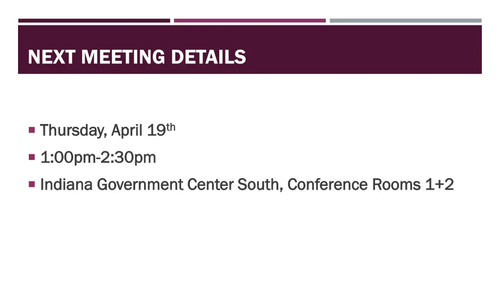 next meeting details