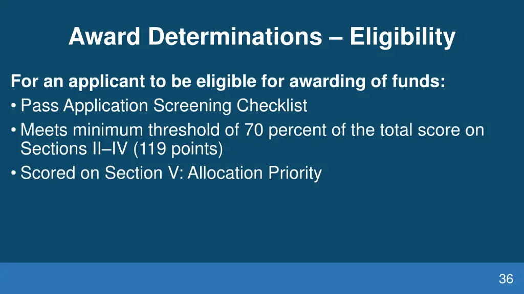 award determinations eligibility