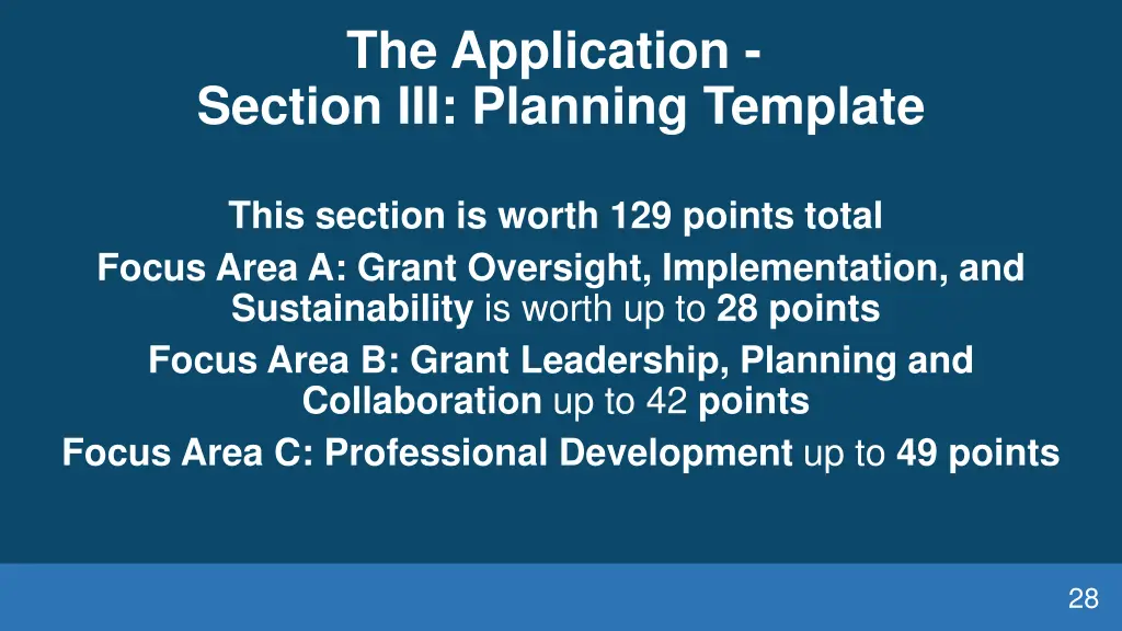 the application section iii planning template