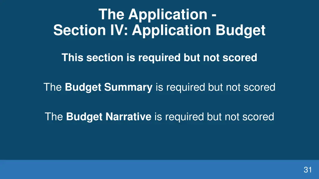 the application section iv application budget
