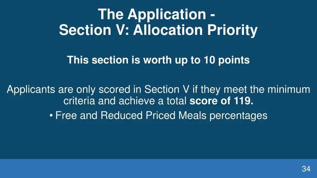 the application section v allocation priority