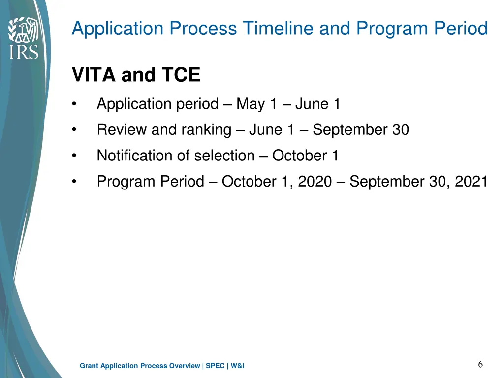 application process timeline and program period