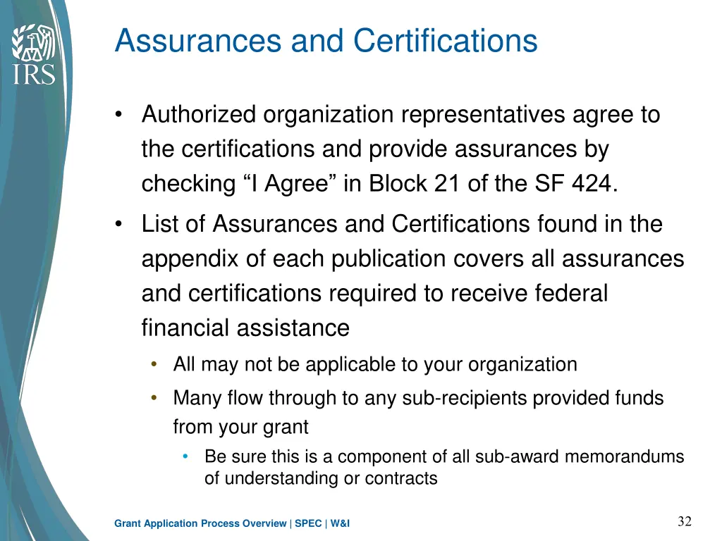 assurances and certifications
