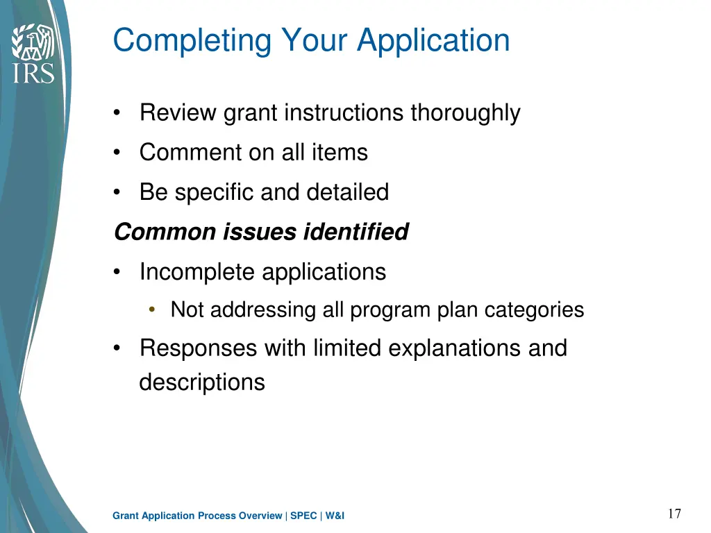 completing your application