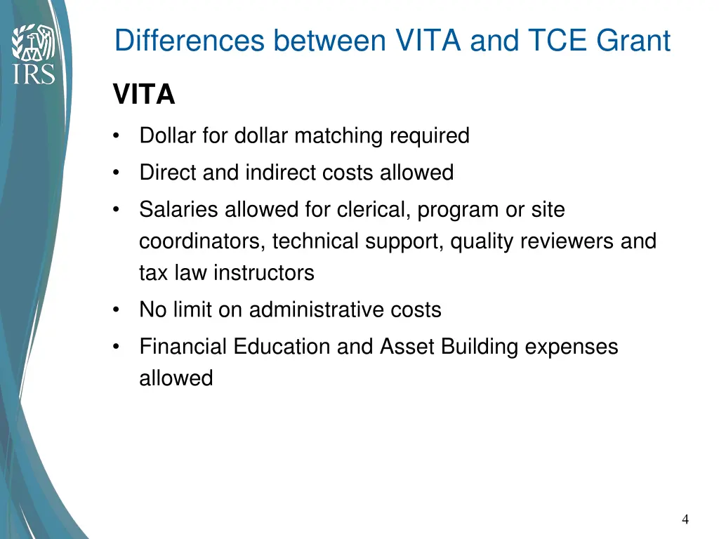 differences between vita and tce grant