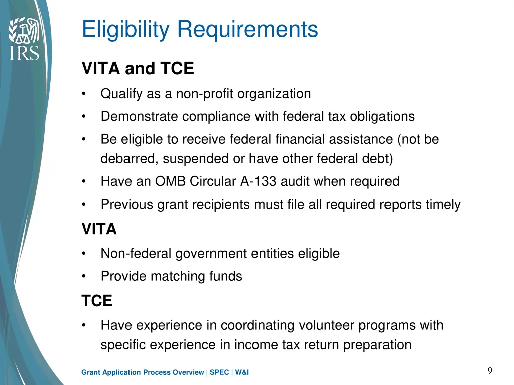 eligibility requirements