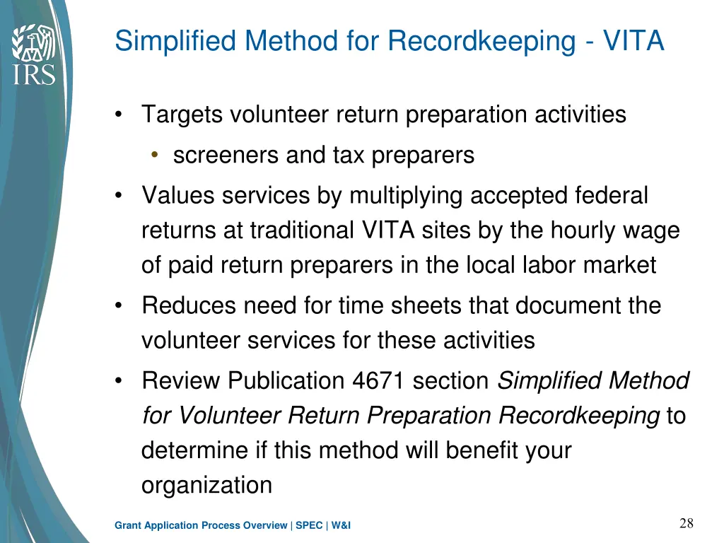 simplified method for recordkeeping vita