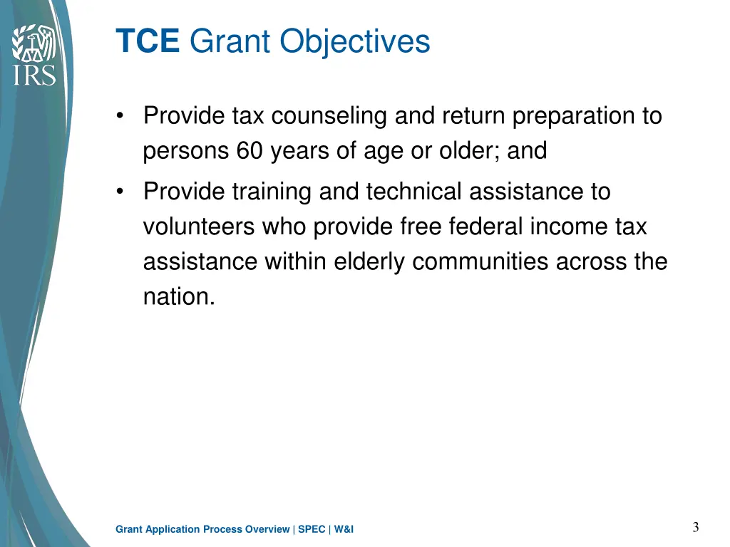 tce grant objectives