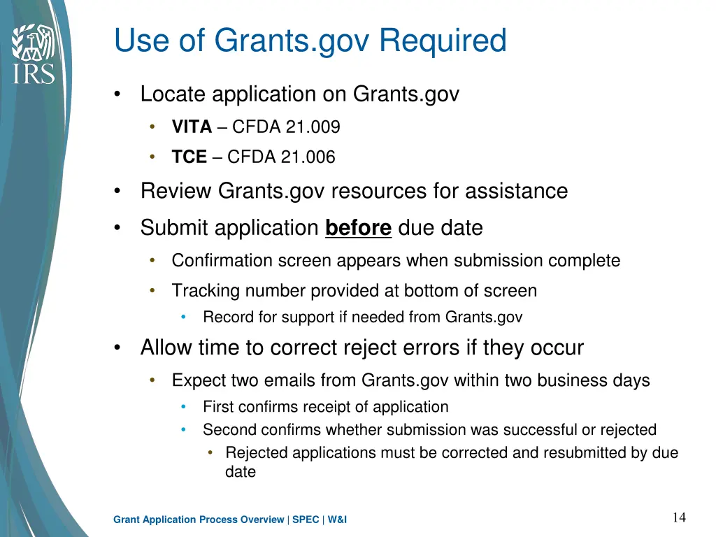 use of grants gov required