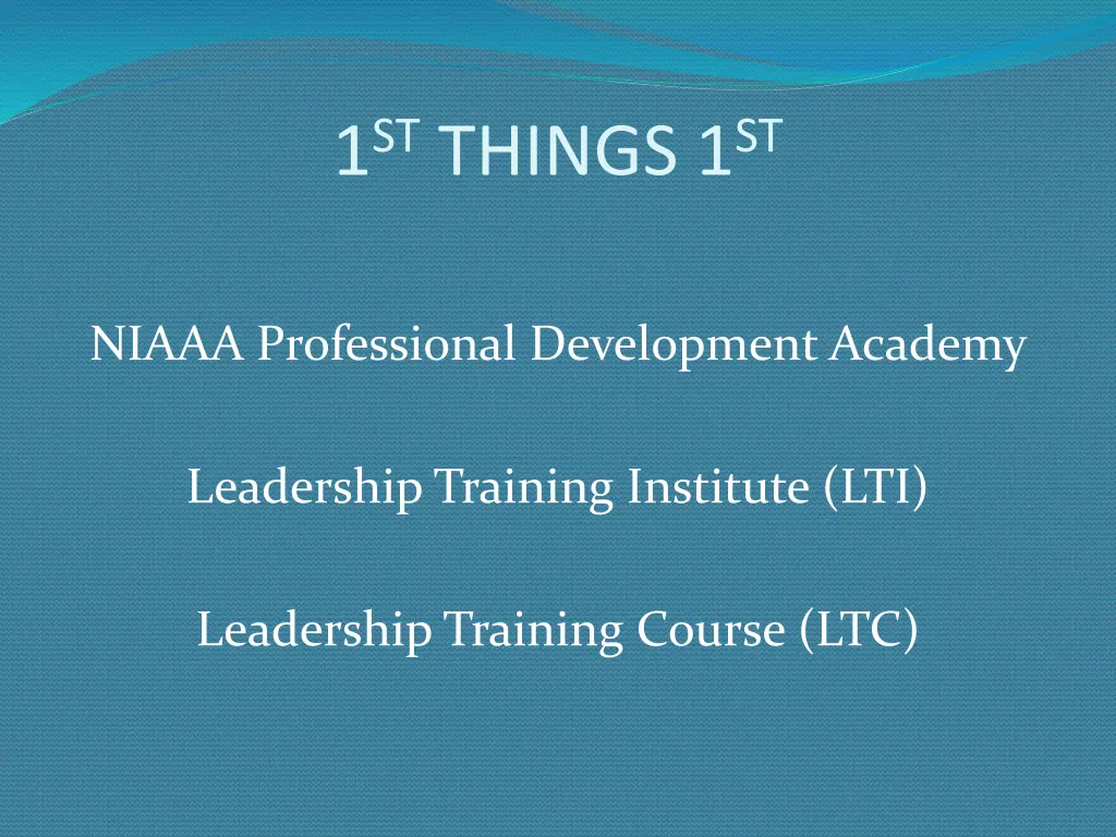 1 st things 1 st