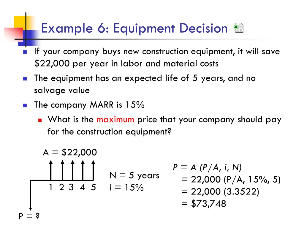 example 6 equipment decision