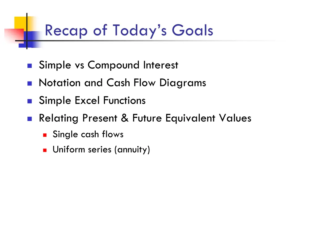 recap of today s goals