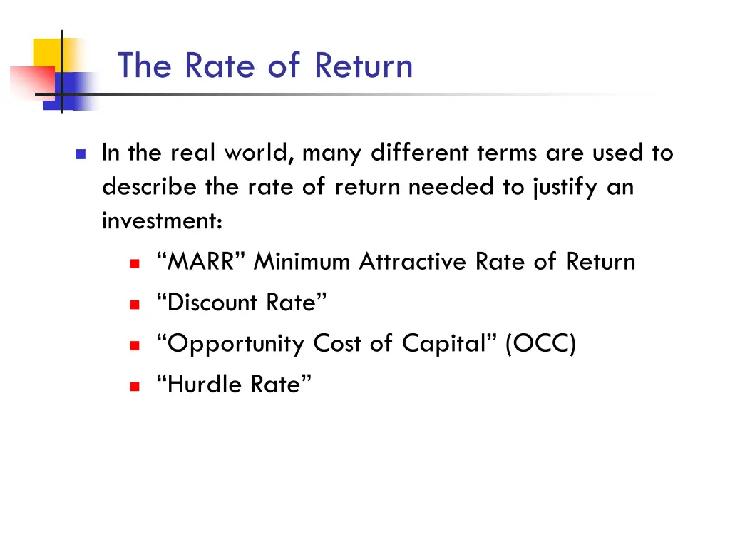 the rate of return