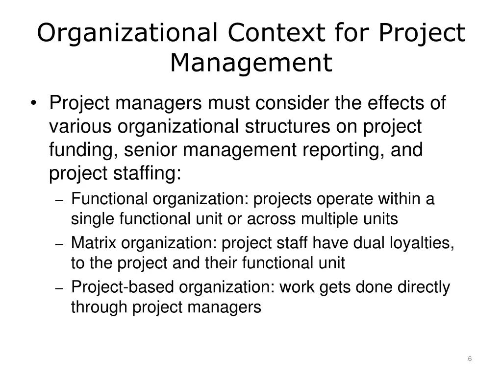 organizational context for project management