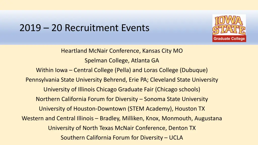 2019 20 recruitment events