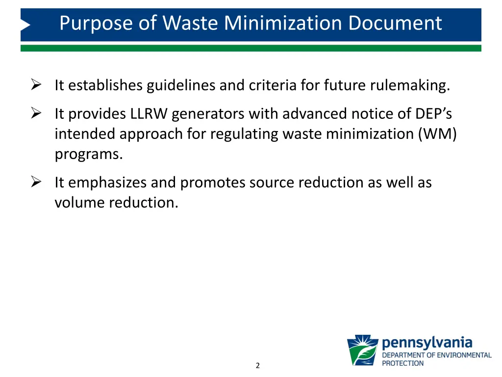 purpose of waste minimization document