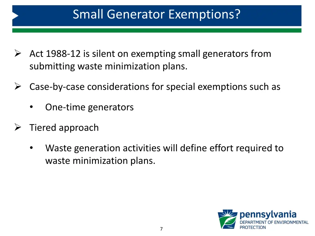small generator exemptions