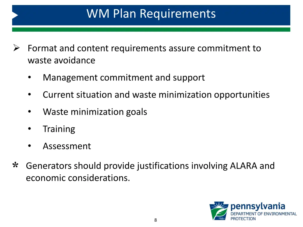 wm plan requirements
