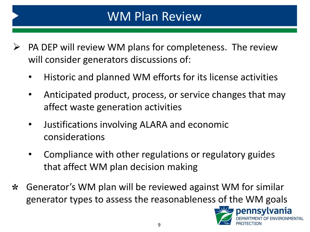 wm plan review