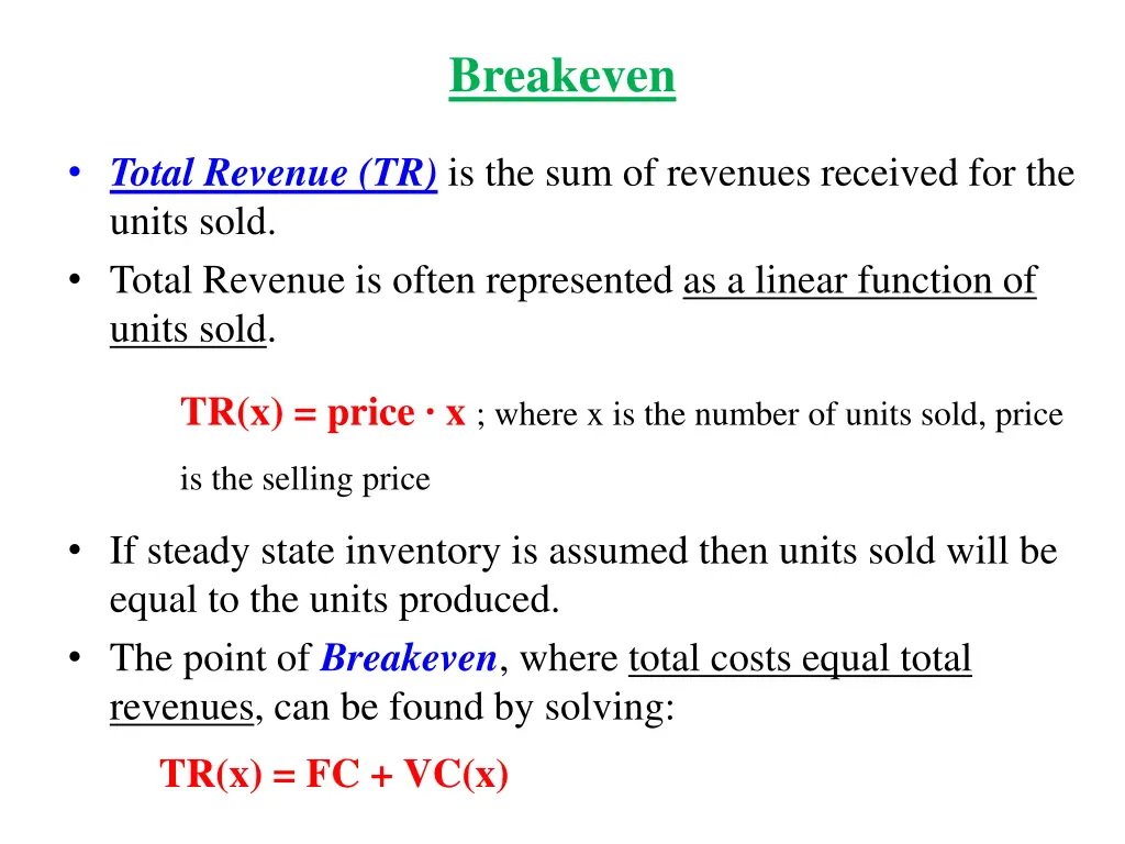 breakeven