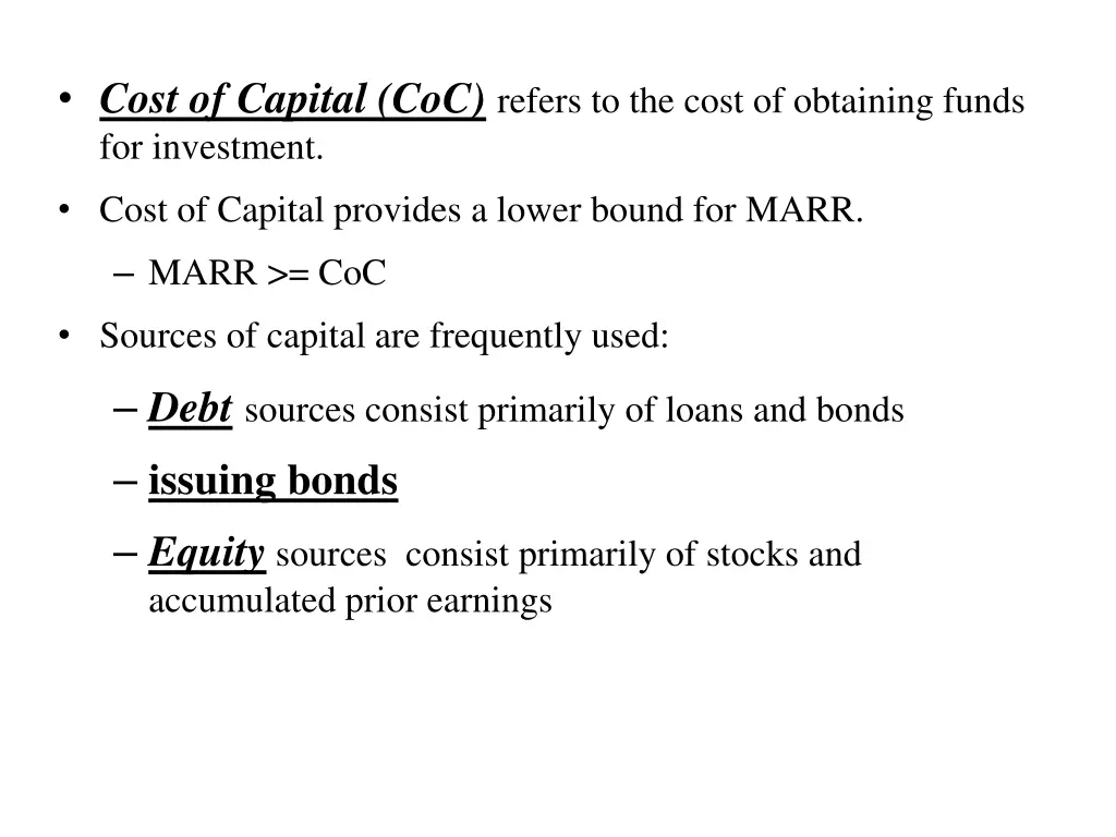 cost of capital coc refers to the cost
