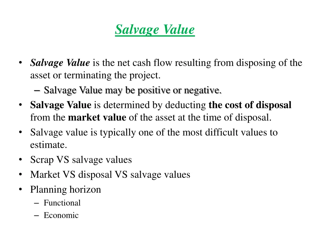 salvage value