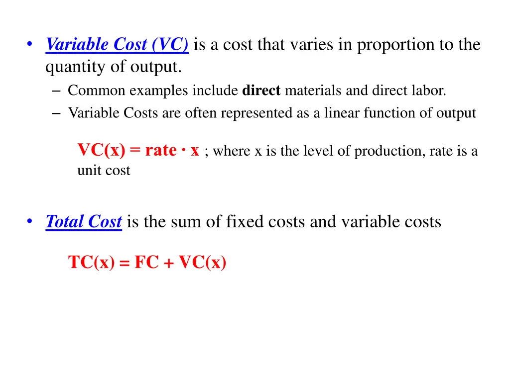 variable cost vc is a cost that varies