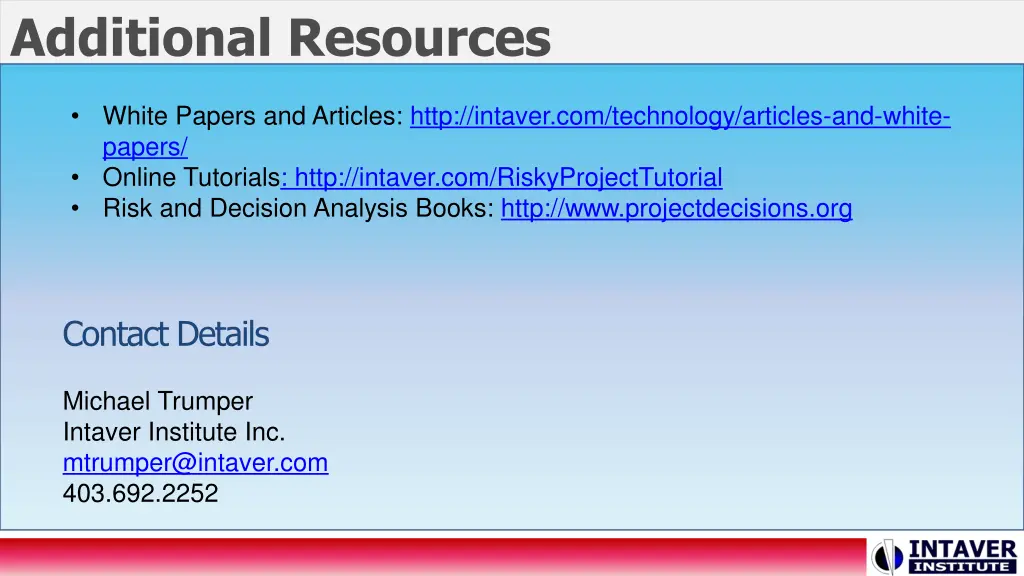 additional resources