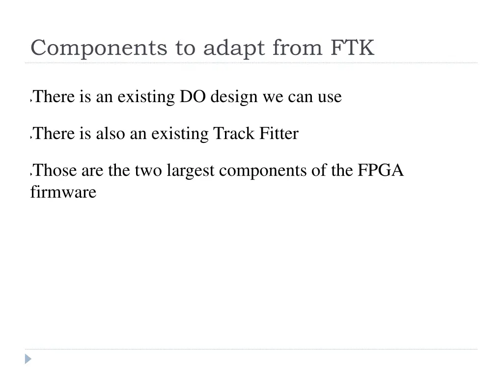 components to adapt from ftk