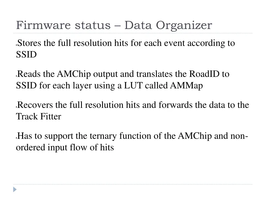 firmware status data organizer