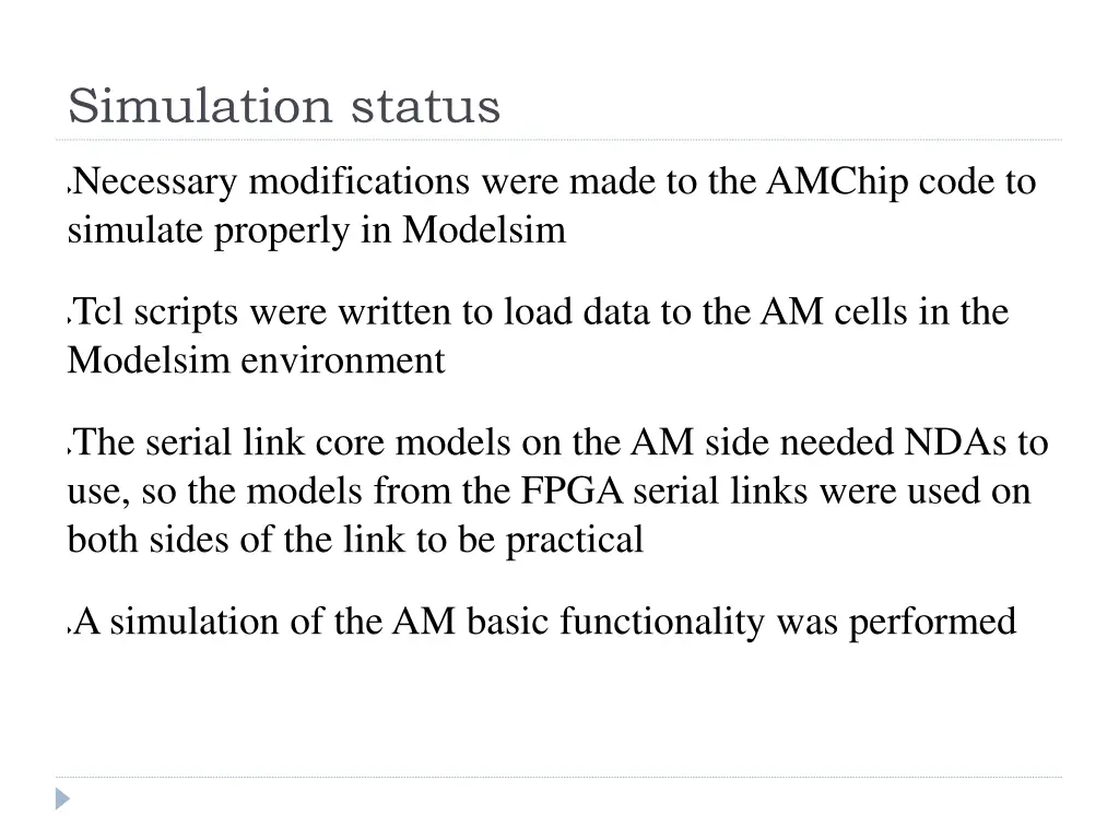 simulation status