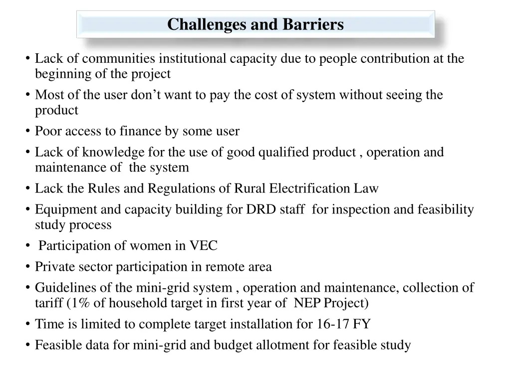 challenges and barriers