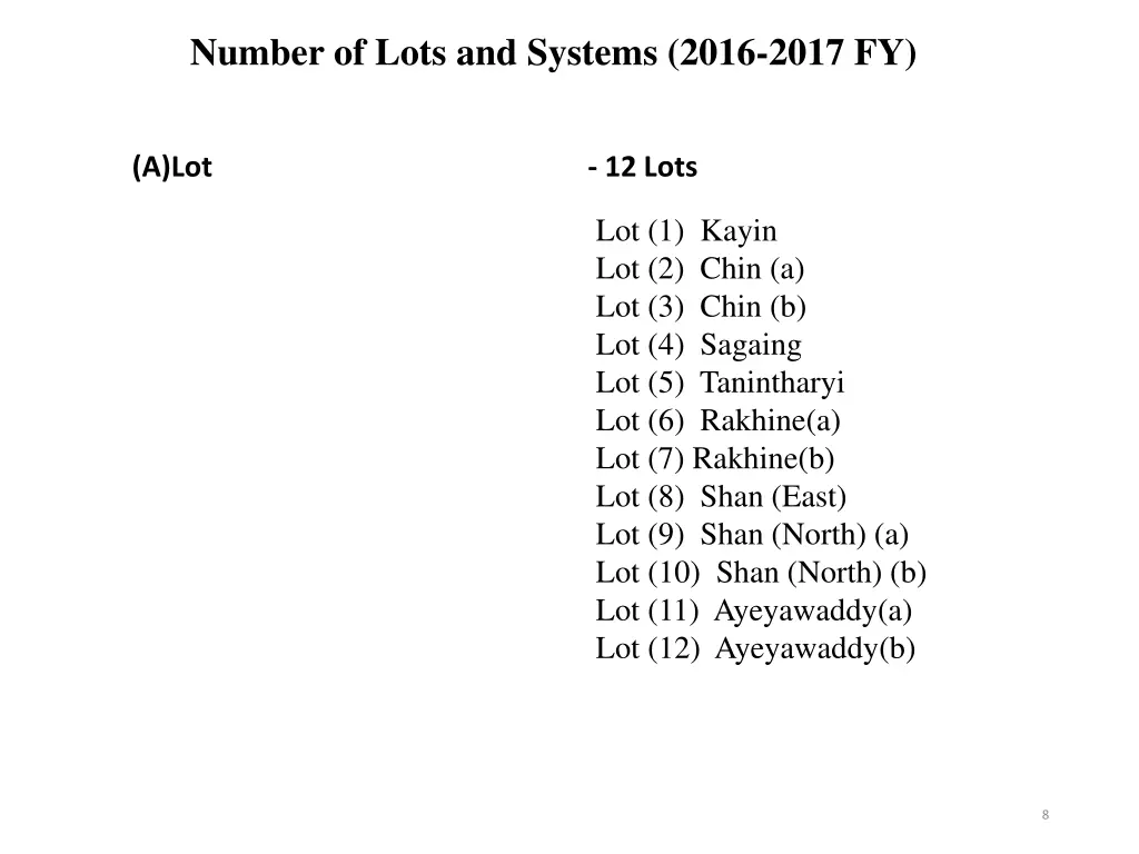 number of lots and systems 2016 2017 fy