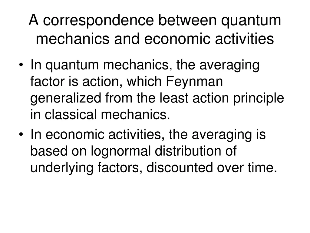 a correspondence between quantum mechanics
